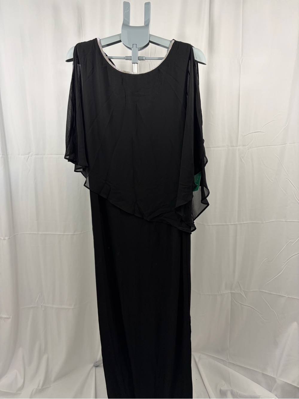 NWT MSKWomen’s XL Black Elegant Chiffon Overlay Evening Dress